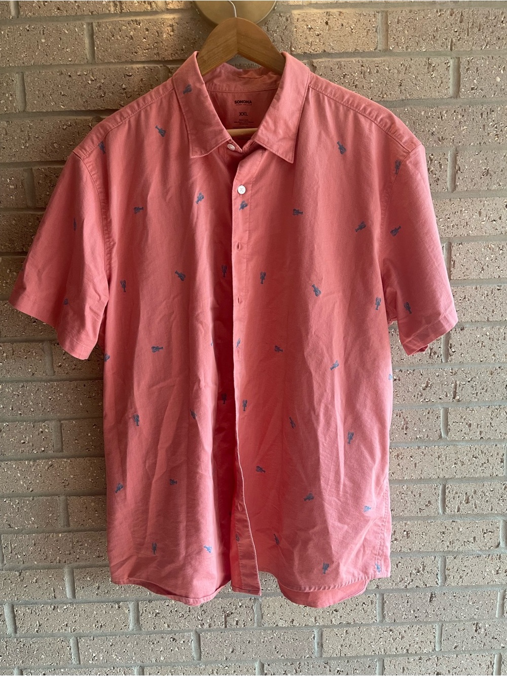 Sonoma Coral Short-Sleeve Button-Down Shirt